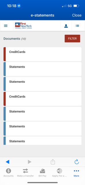 e-statements on FNY On-The-Go