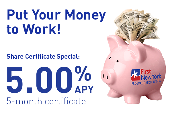 Share Certificate Promo with First New Federal Credit Union