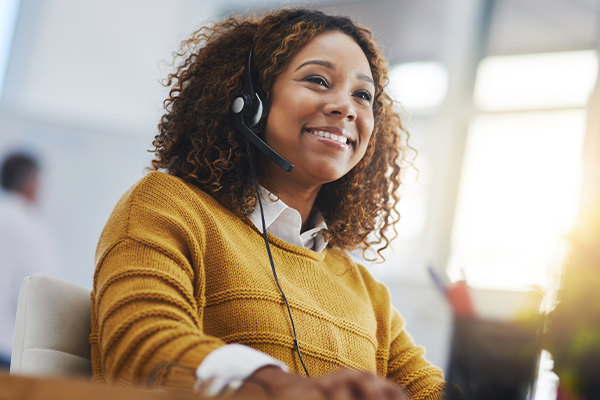 women with headset on